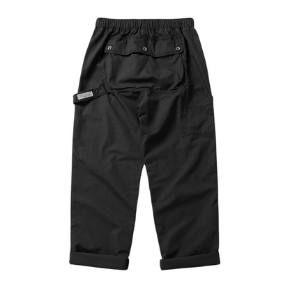 Relaxed elastic waist pants with back cargo pocket