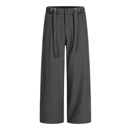 Belted wide leg trouser with elastic back