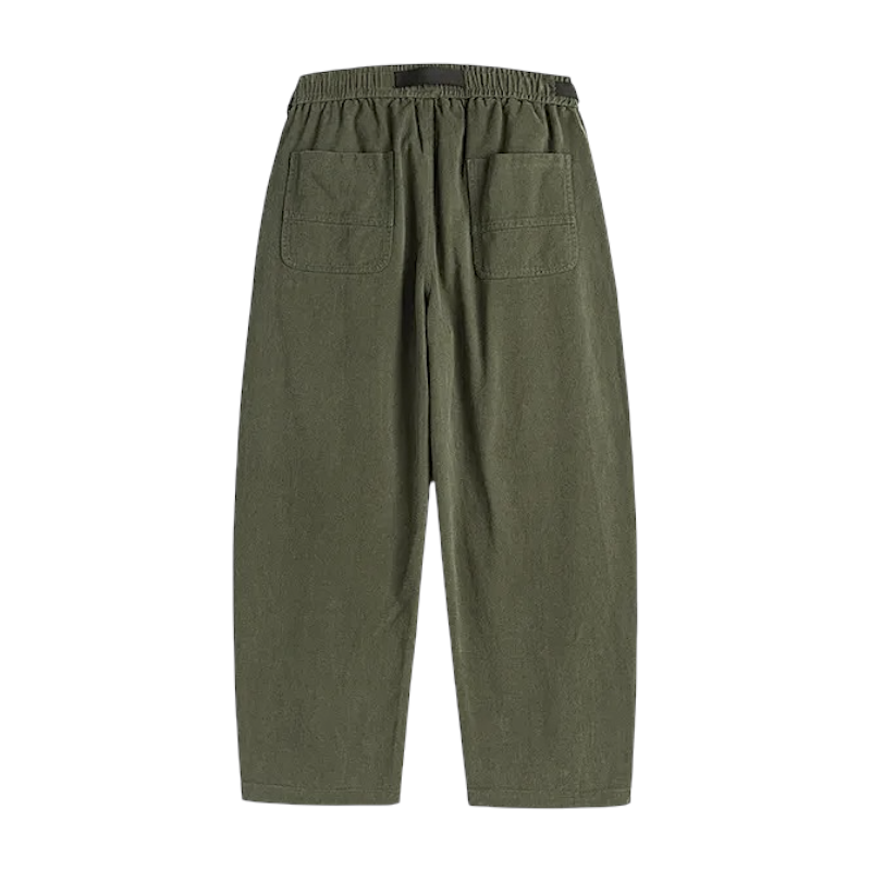 Web belt elastic waist pant with detachable pocket