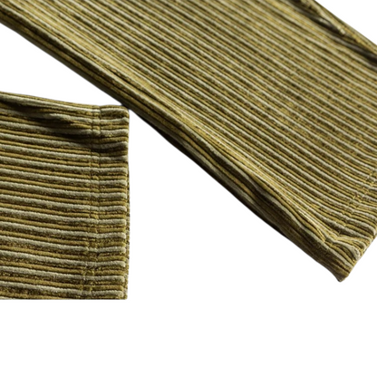Wide wale striped corduroy with barrel leg