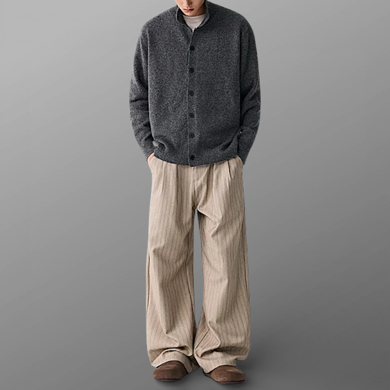 Pinstripe pleated pants