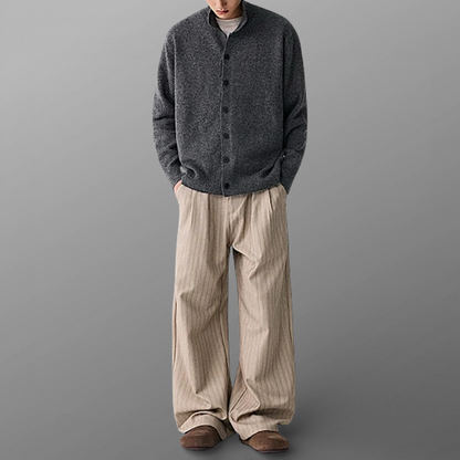 Pinstripe pleated pants