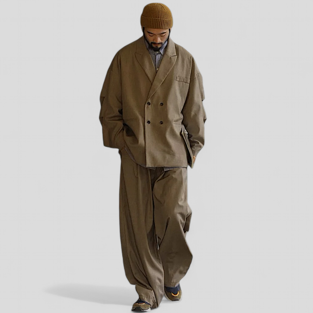 Oversized pleated wide leg pant