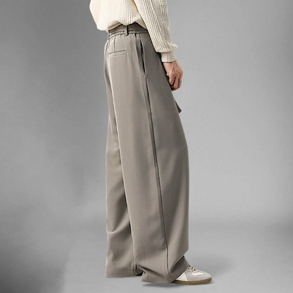 Belted wide leg trouser with elastic back