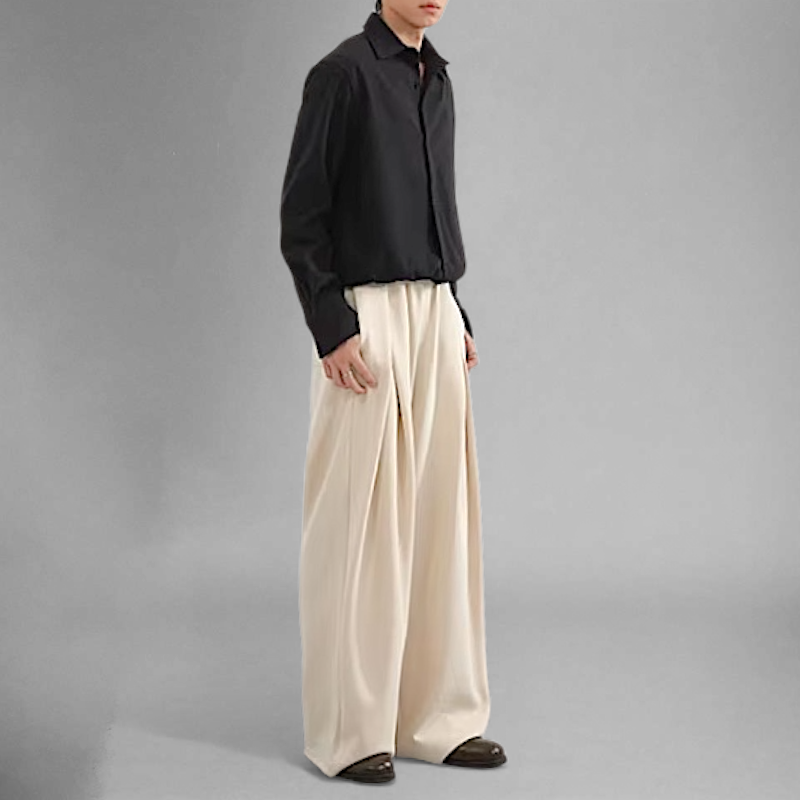 Inverted pleat wide leg jogger