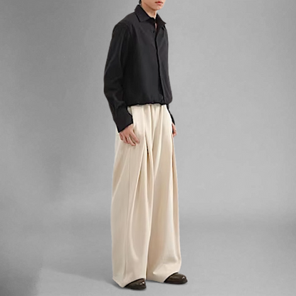 Inverted pleat wide leg jogger