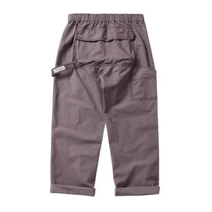 Relaxed elastic waist pants with back cargo pocket