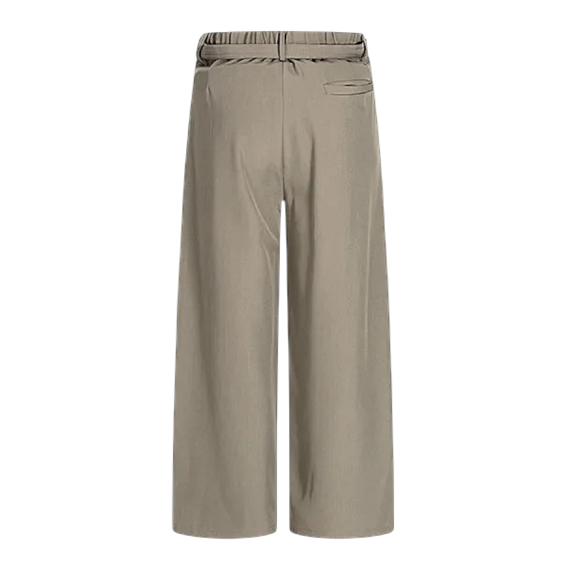 Belted wide leg trouser with elastic back