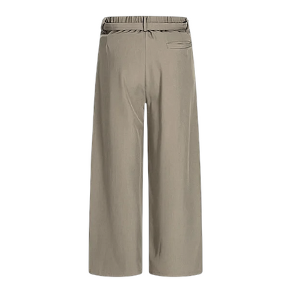 Belted wide leg trouser with elastic back