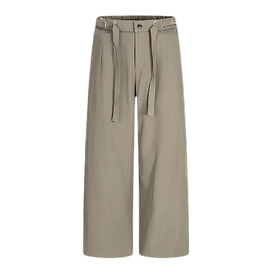 Belted wide leg trouser with elastic back