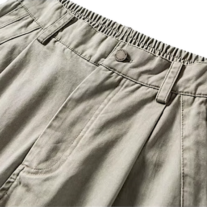 Cotton twill pants with curve seams